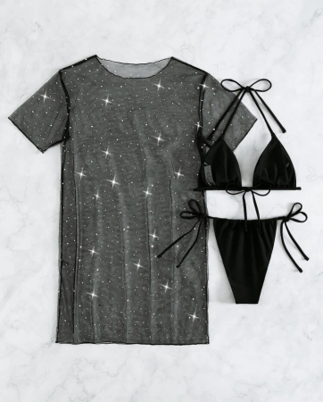 Costum de baie din 3 piese, negru [2]