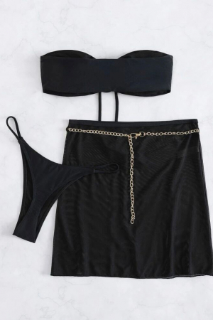 Costum de baie din 3 piese, negru [3]