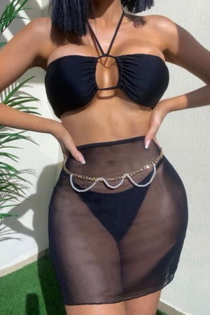 Costum de baie din 3 piese, negru [4]