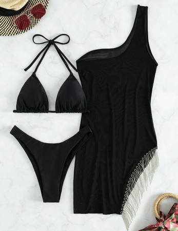 Costum de baie din 3 piese, negru [3]