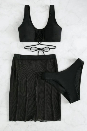 Costum de baie din 3 piese, negru [3]