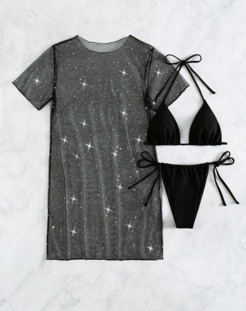 Costum de baie din 3 piese, negru [3]