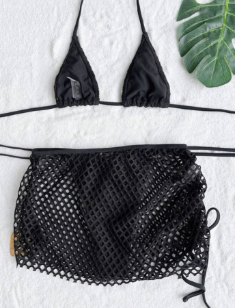 Costum de baie din 3 piese, negru [3]