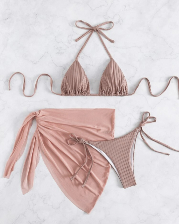 Costum de baie din 3 piese, nude [1]