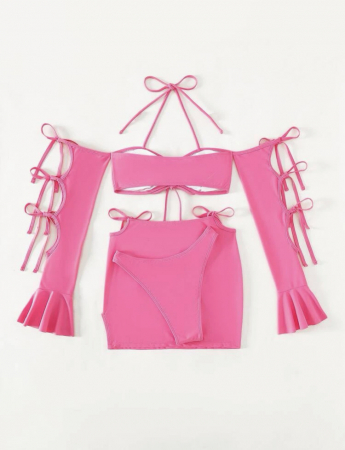 Costum de baie din 3 piese, roz [3]
