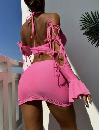 Costum de baie din 3 piese, roz [1]