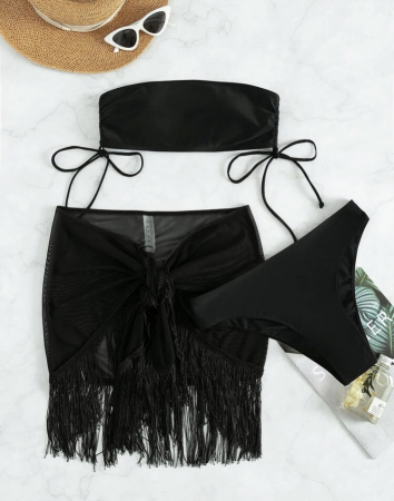 Costum de baie din 3 piese, uni [3]