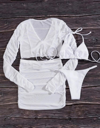 Costum de baie din 4 piese, alb [2]