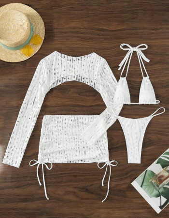 Costum de baie din 4 piese, alb [2]
