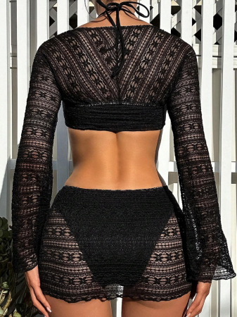 Costum de baie din 4 piese, cu aspect crosetat [1]