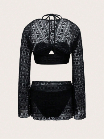 Costum de baie din 4 piese, cu aspect crosetat [2]