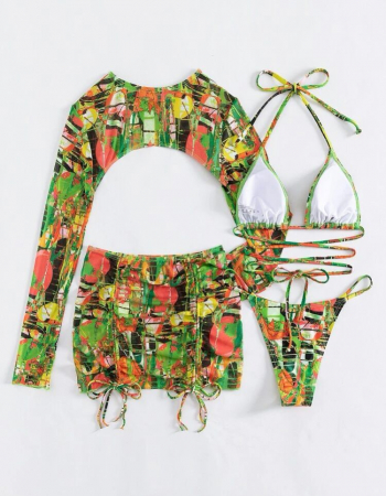 Costum de baie din 4 piese, cu imprimeu [3]