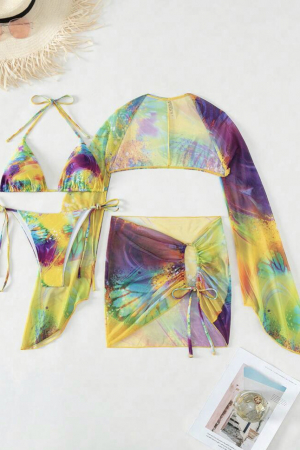 Costum de baie din 4 piese, cu imprimeu [1]
