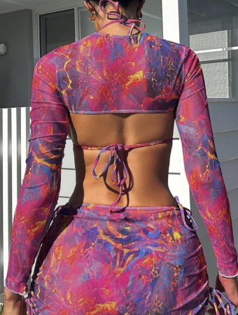 Costum de baie din 4 piese, cu imprimeu [1]