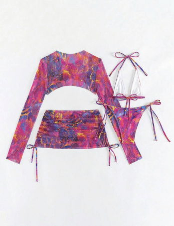 Costum de baie din 4 piese, cu imprimeu [2]