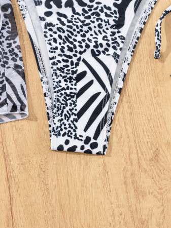 Costum de baie, din 4 piese, cu imprimeu print [4]