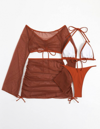 Costum de baie din 4 piese, maro [3]