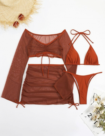 Costum de baie din 4 piese, maro [2]