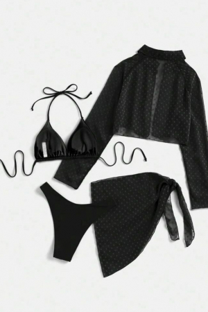 Costum de baie din 4 piese, negru [3]