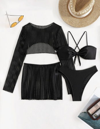 Costum de baie din 4 piese, negru [2]
