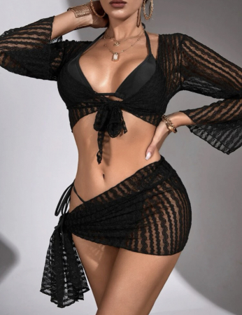 Costum de baie din 4 piese, negru [3]