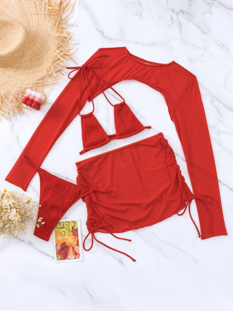 Costum de baie din 4 piese, rosu [2]