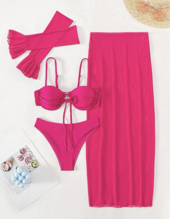 Costum de baie din 4 piese, roz [3]