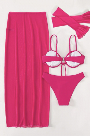 Costum de baie din 4 piese, roz [4]