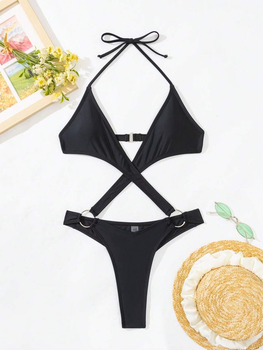 Costum de baie intreg, negru, cu spatele gol [3]
