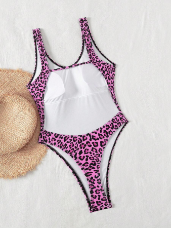 Costum de baie intreg, animal print roz [4]