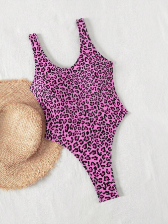 Costum de baie intreg, animal print roz [6]