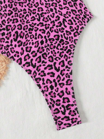 Costum de baie intreg, animal print roz [5]