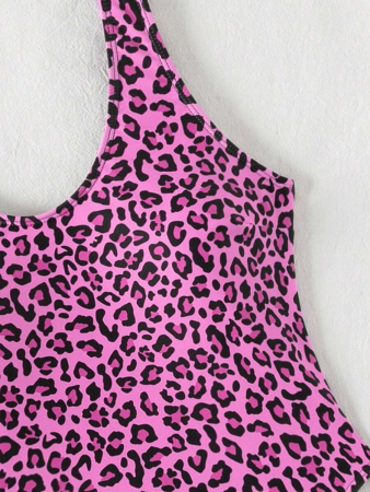 Costum de baie intreg, animal print roz [2]