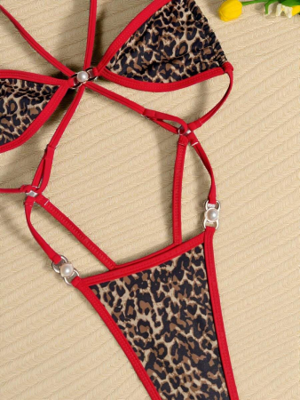 Costum de baie intreg, animal print,  cu slip tanga [4]