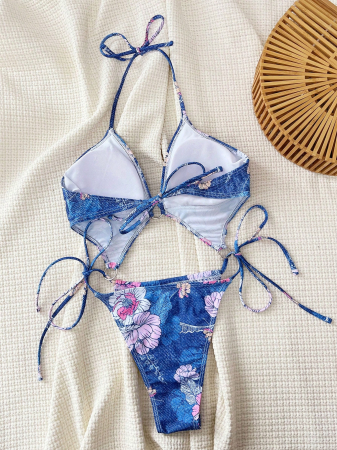 Costum de baie intreg, cu aspect floral [1]