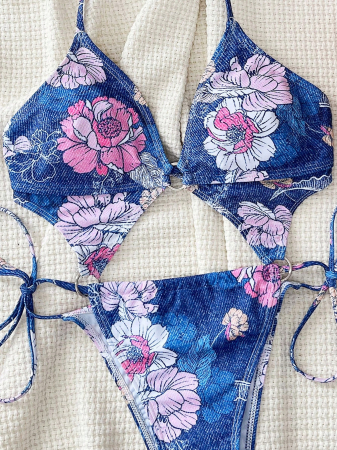 Costum de baie intreg, cu aspect floral [3]