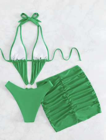 Costum de baie intreg cu decupaj si fusta [3]