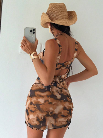 Costum de baie intreg cu decupaj si imprimeu [2]