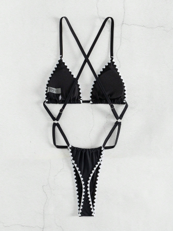 Costum de baie intreg cu decupaj si slip tanga [2]