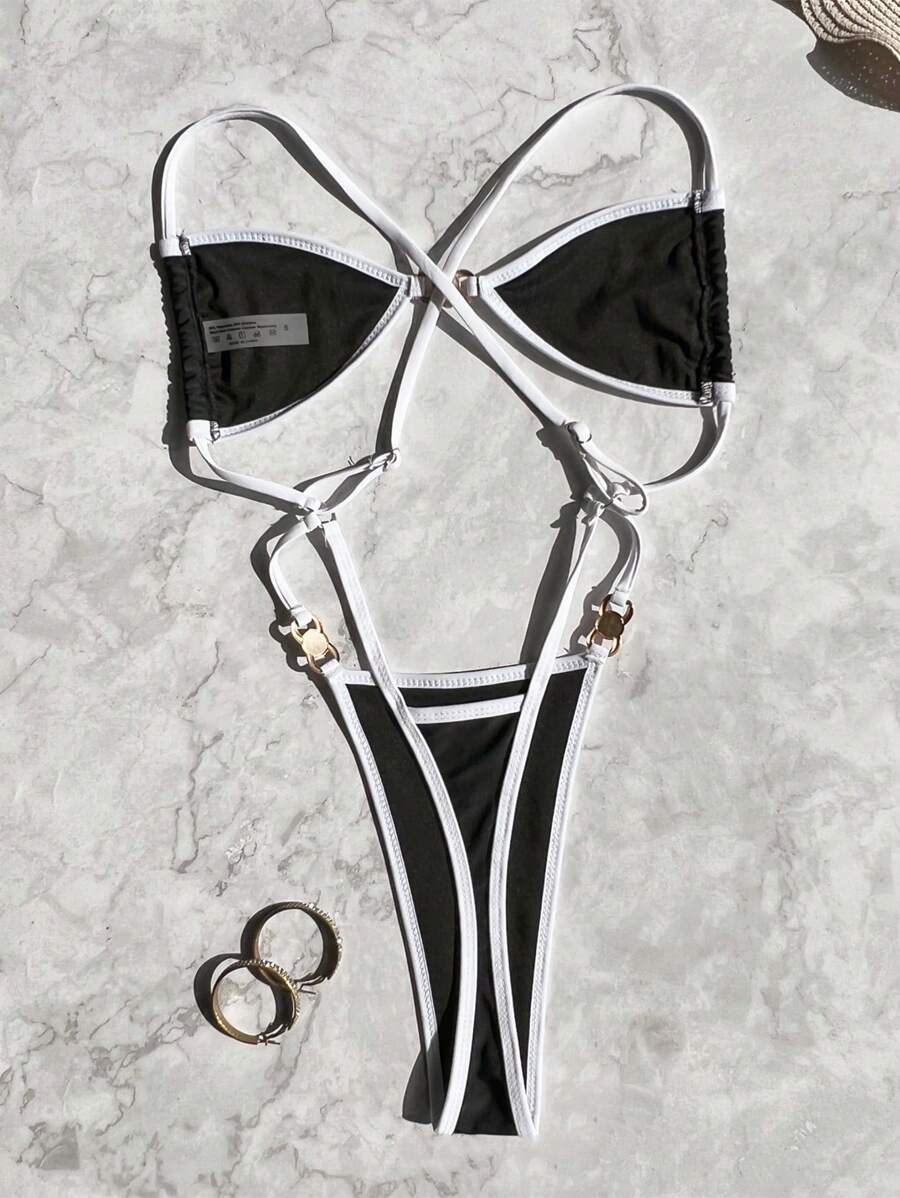 Costum de baie intreg, tanga, negru [3]