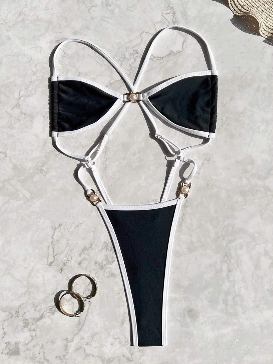 Costum de baie intreg, tanga, negru [2]