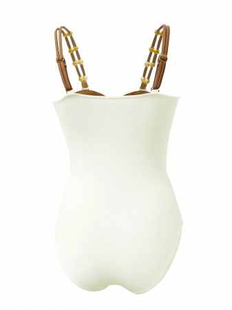 Costum de baie intreg, cu decupaje si accesorii metalice [6]