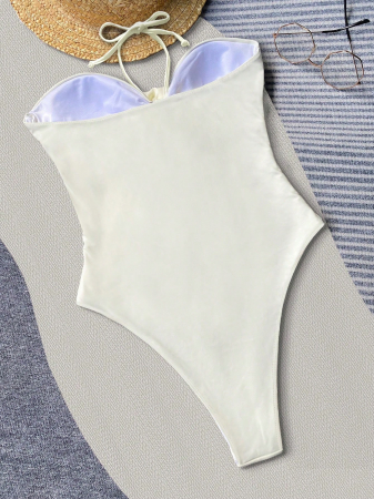 Costum de baie intreg, cu decupaje si trandafiri 3D [3]