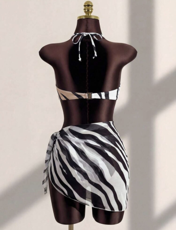 Costum de baie intreg cu pareo si model print [2]