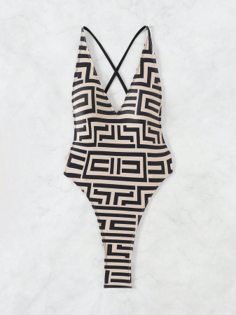 Costum de baie intreg, cu imprimeu dungi [4]