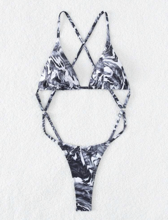 Costum de baie intreg cu imprimeu si decupaj [2]