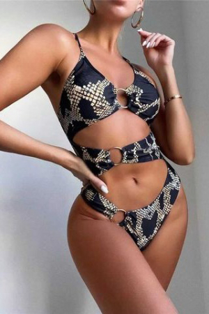 Costum de baie intreg cu imprimeu si decupaj [0]