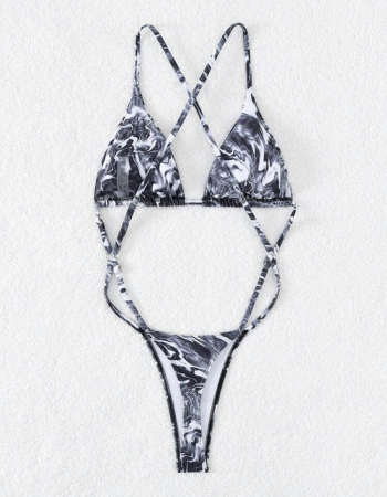 Costum de baie intreg cu imprimeu si decupaj [3]