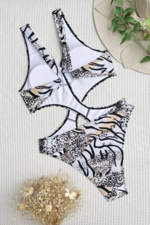 Costum de baie intreg cu imprimeu si decupaj [2]