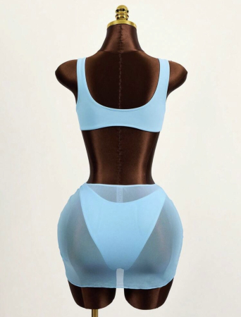 Costum de baie intreg cu fusta, blue [2]